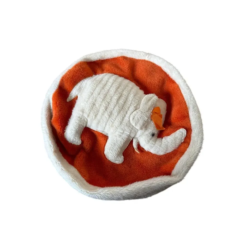 Retro Vintage Orange round stuffed appliqué‎ elephant pillow